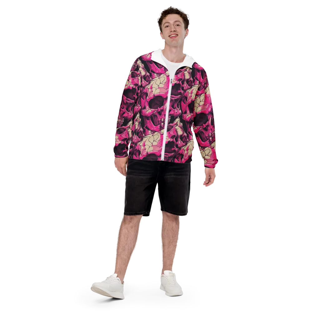 Fuchsia Bones on Men's Windbreaker — Front