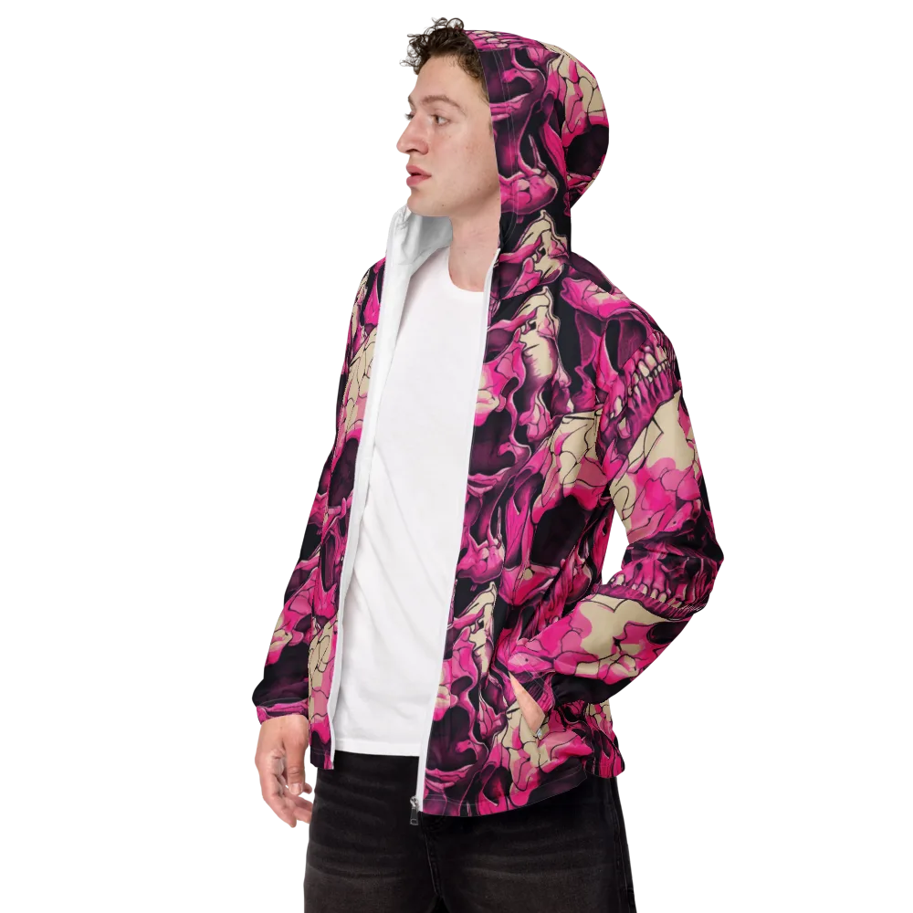 Fuchsia Bones on Men's Windbreaker — Left Front