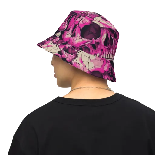 Fuchsia Bones on a Reversible Bucket Hat