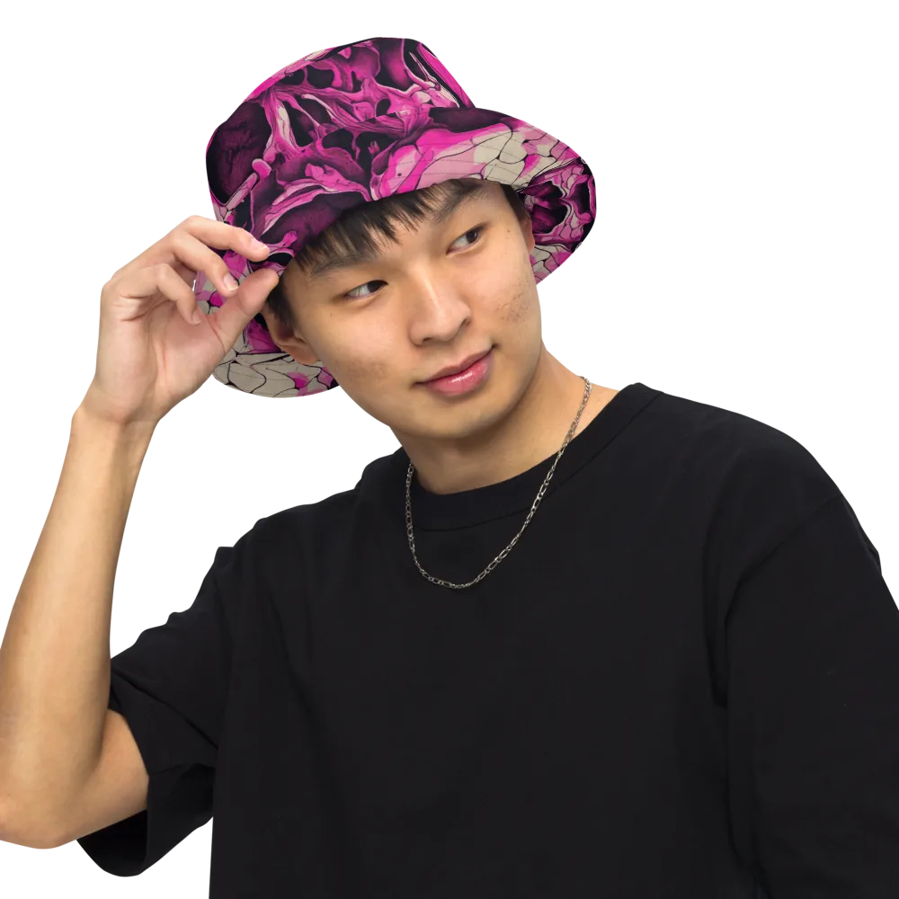 Fuchsia Bones on Reversible Bucket Hat — Front Inside