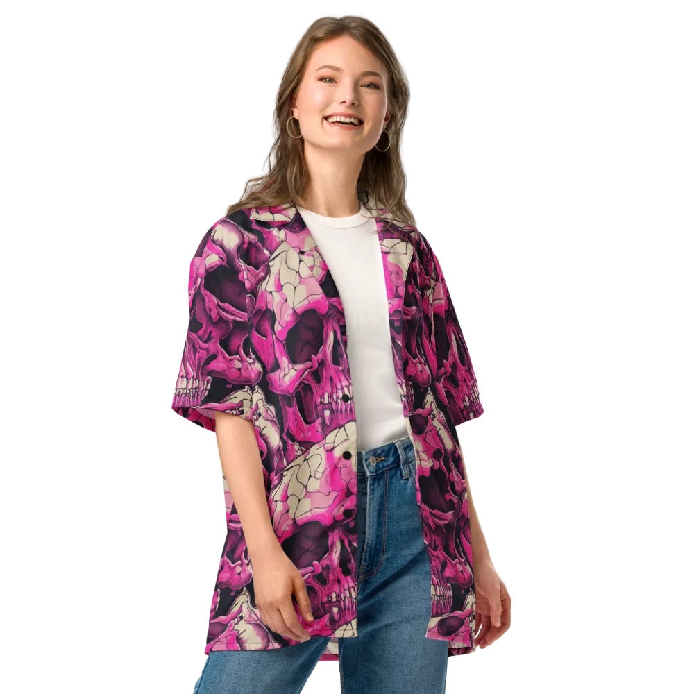Fuchsia Bones on Button Shirt — Front