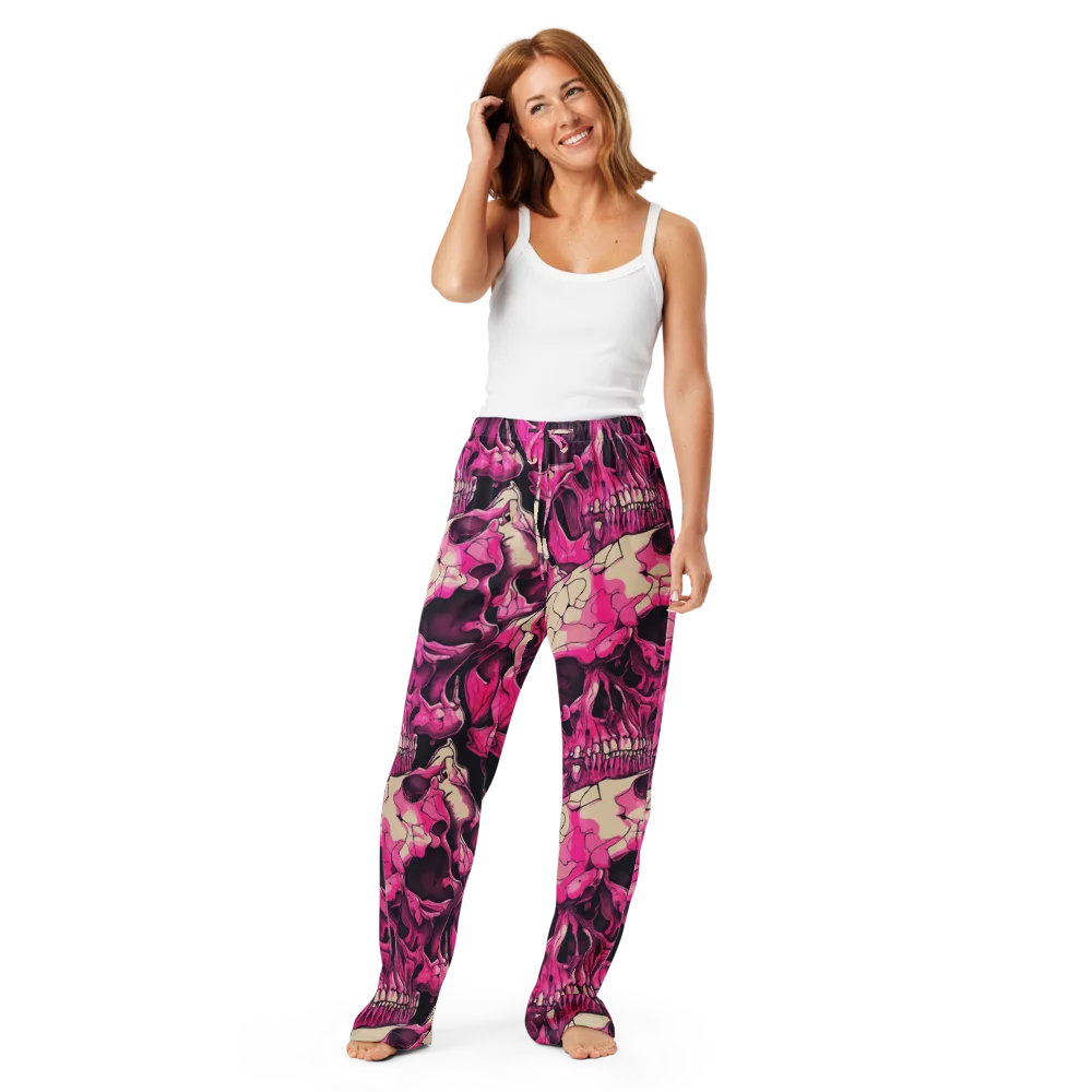 Fuchsia Bones on Women's Pajama Pants — Front