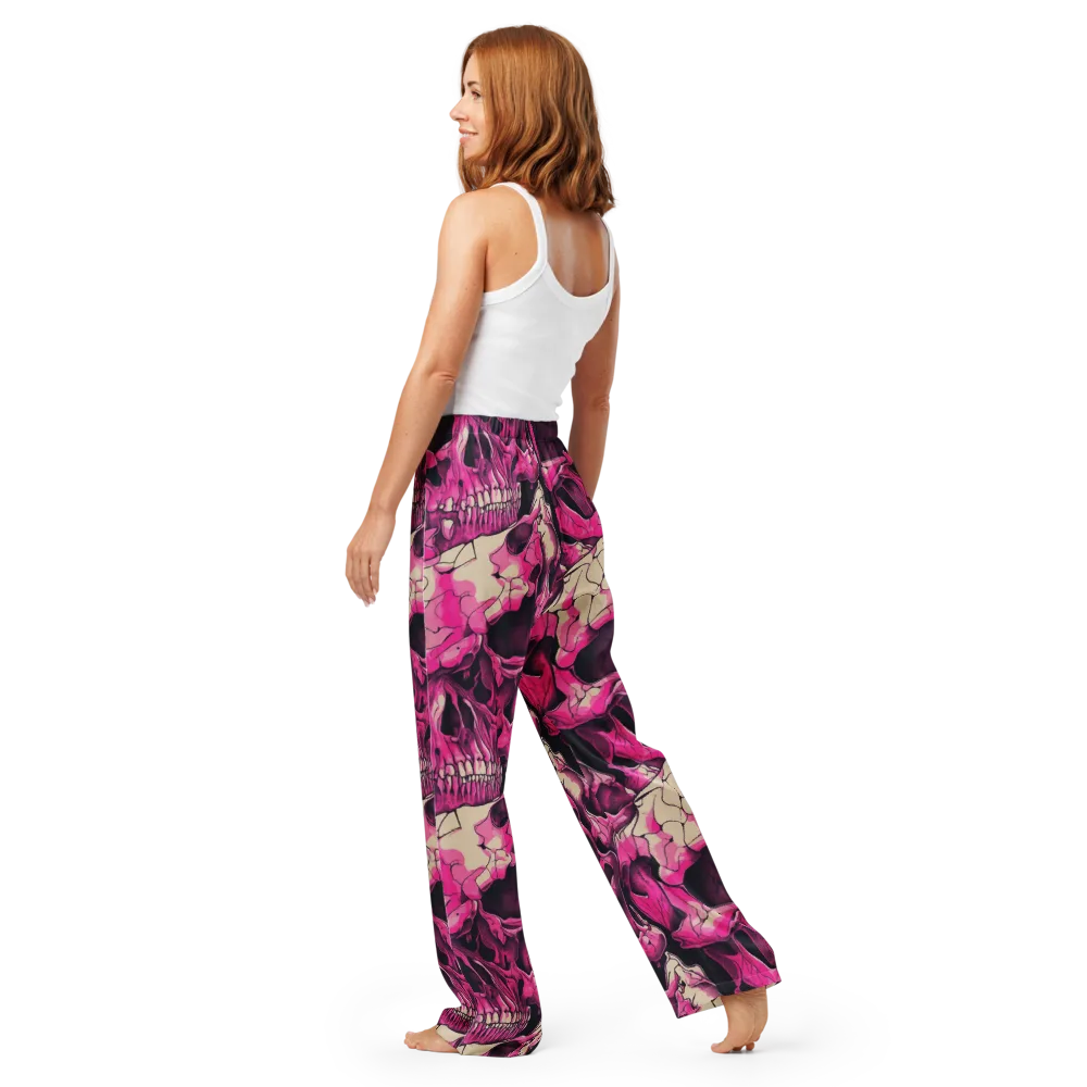 Fuchsia Bones on Women's Pajama Pants — Back