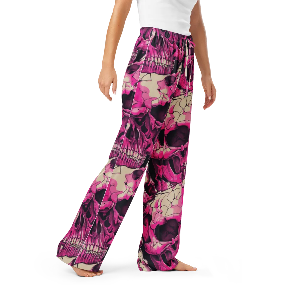 Fuchsia Bones on Women's Pajama Pants — Right Front