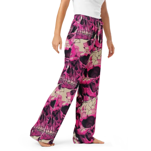 Fuchsia Bones on a Women's Pajama Pants