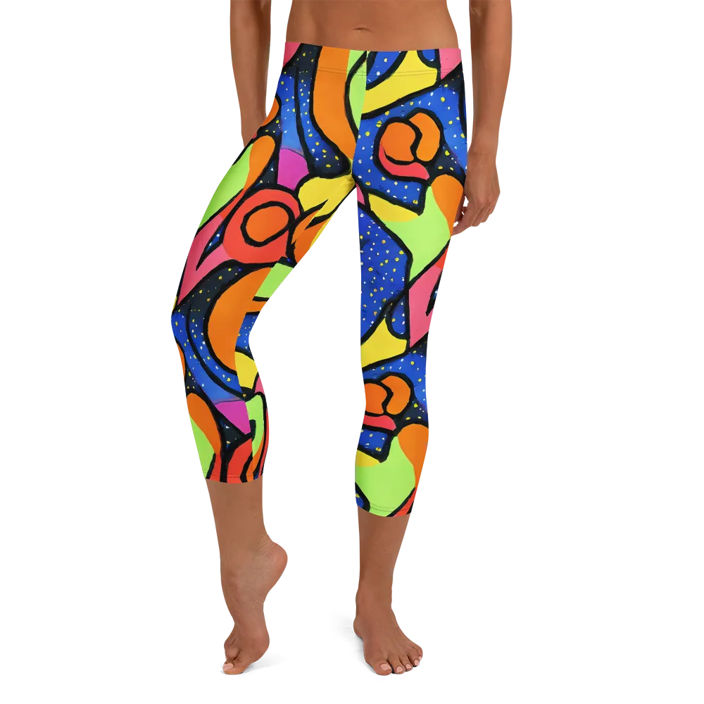 Electric Petal on Capri Leggings — Front