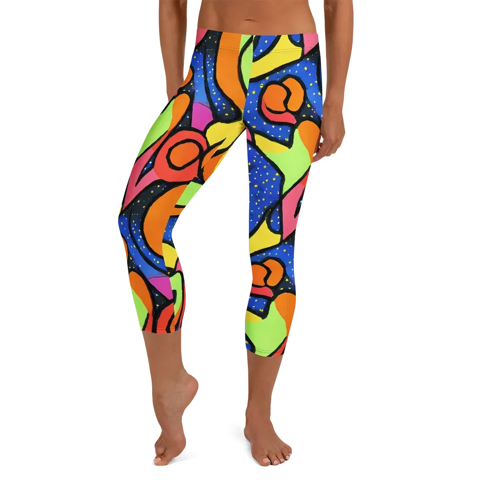 Electric Petal on Capri Leggings — Front