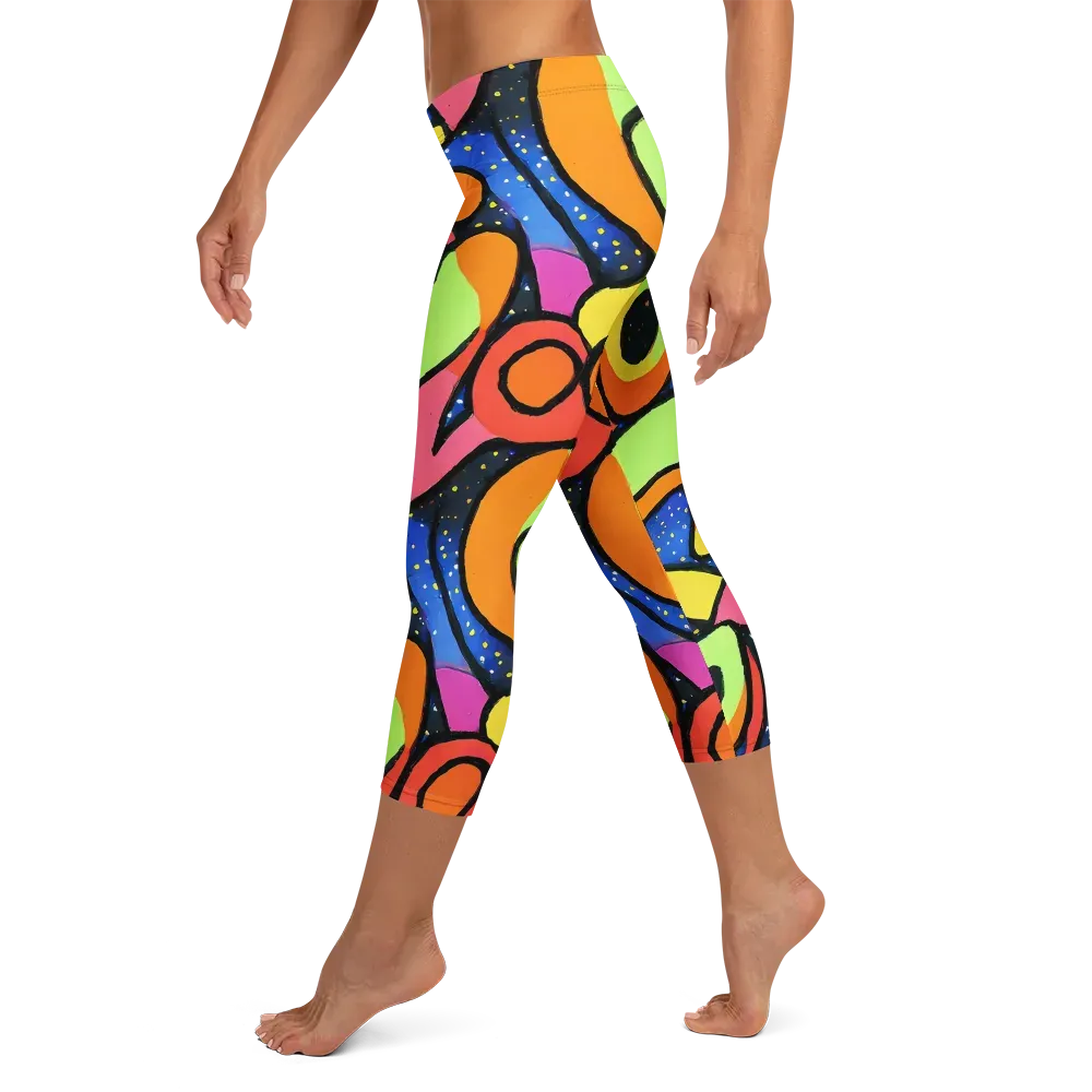 Electric Petal on Capri Leggings — Left