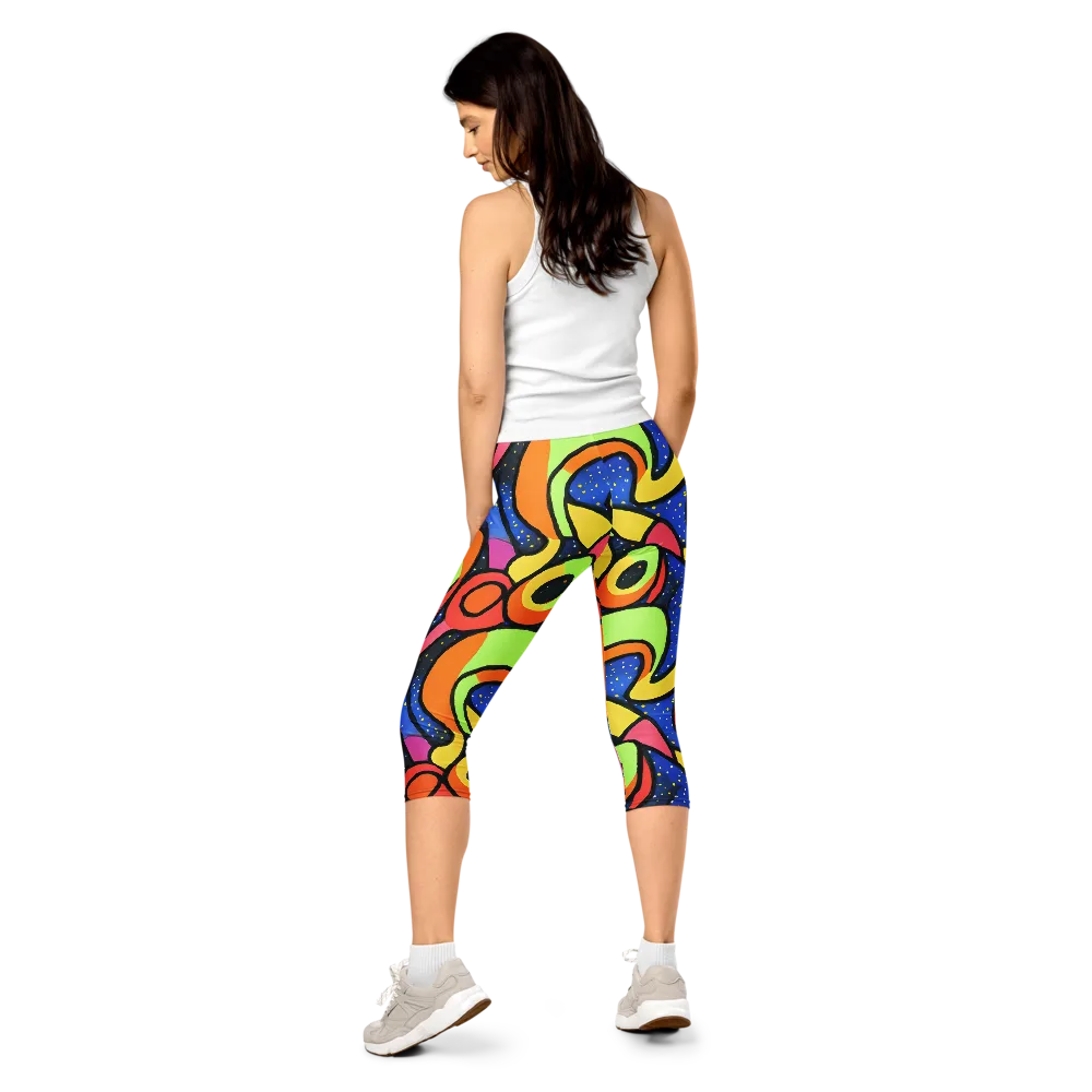 Electric Petal on Capri Leggings — Back