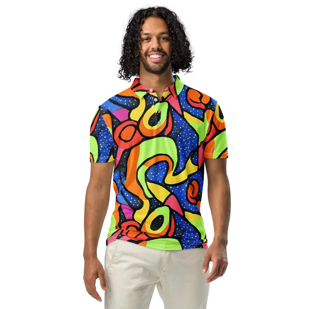 Electric Petal on Men's Slim Fit Polo Shirt — Front