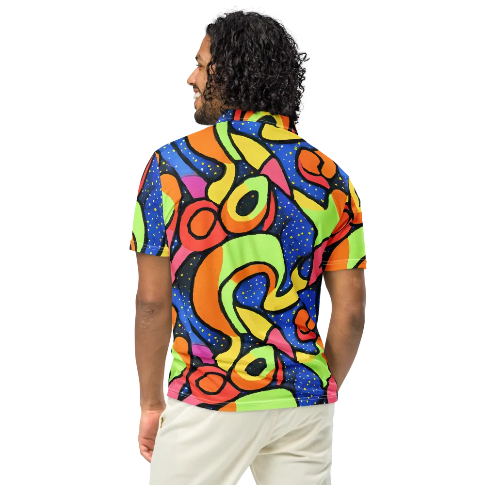 Electric Petal on Men's Slim Fit Polo Shirt — Back