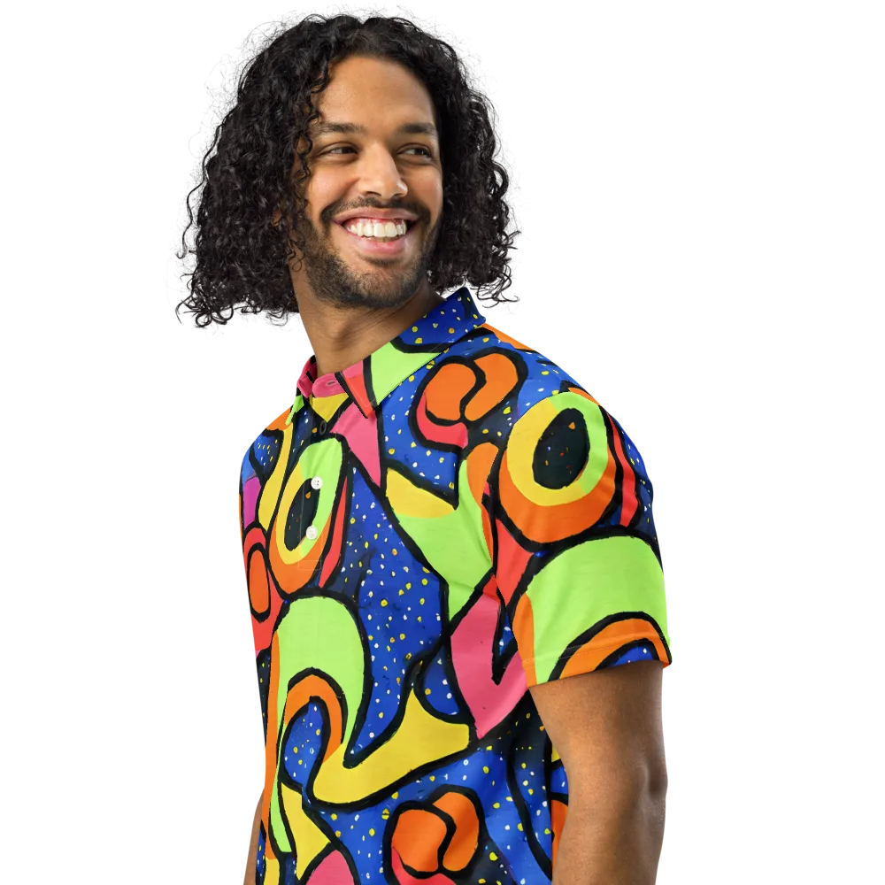 Electric Petal on Men's Slim Fit Polo Shirt — Left Front