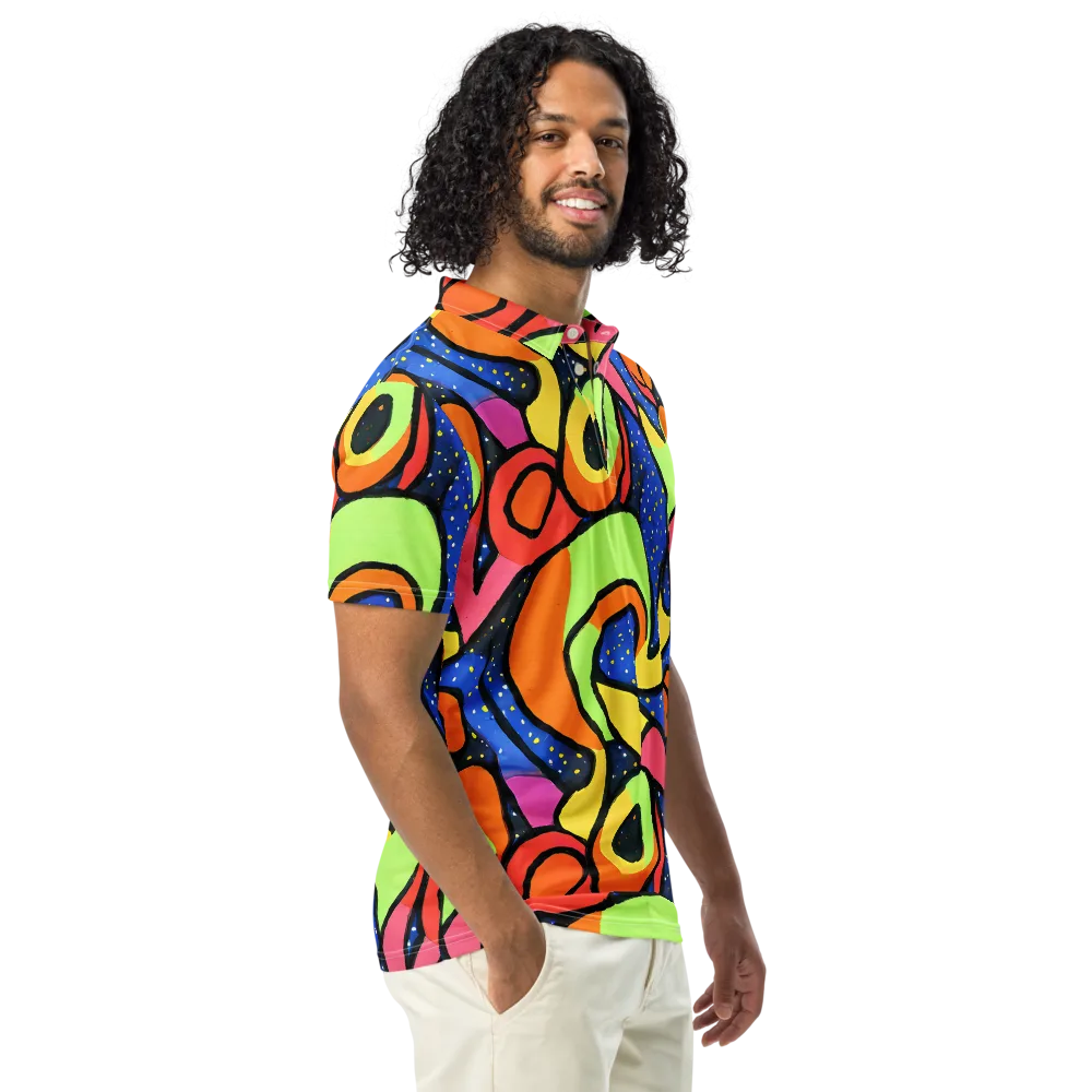 Electric Petal on Men's Slim Fit Polo Shirt — Right Front