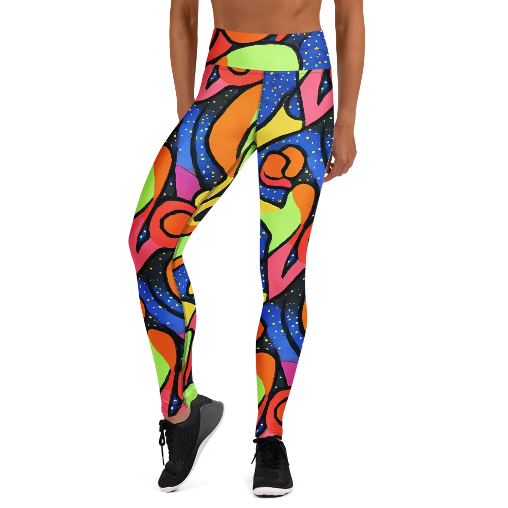 Electric Petal on Yoga Leggings — Front