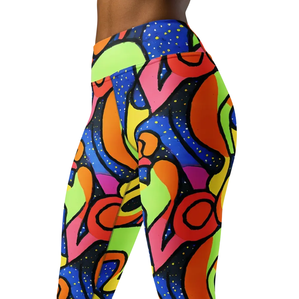 Electric Petal on Yoga Leggings — Left Front