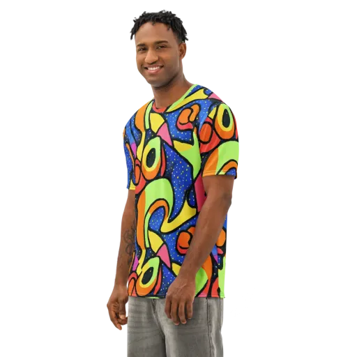 Electric Petal on a Men's Cotton Crew Neck T-Shirt