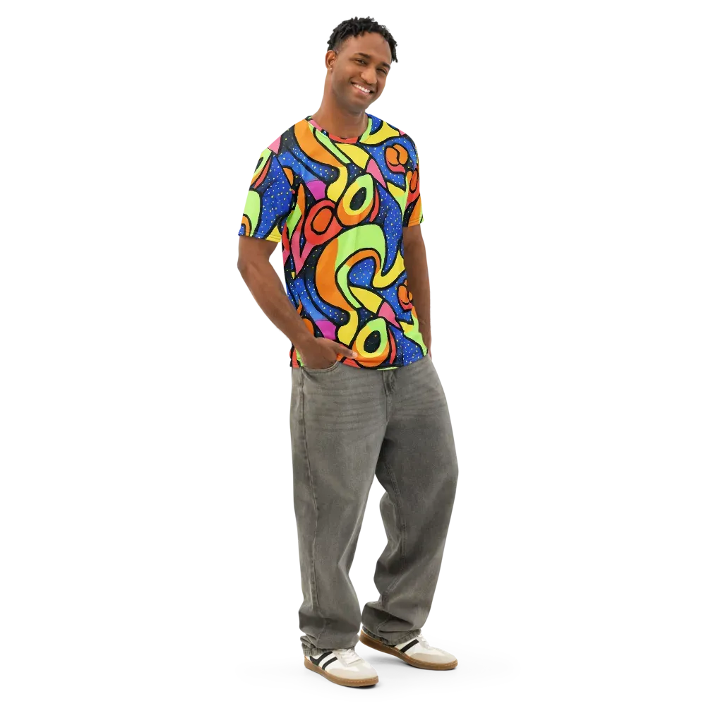 Electric Petal on Men's Cotton Crew Neck T-Shirt — Right Front