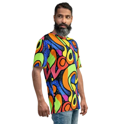 Electric Petal on a Men's Crew Neck T-Shirt