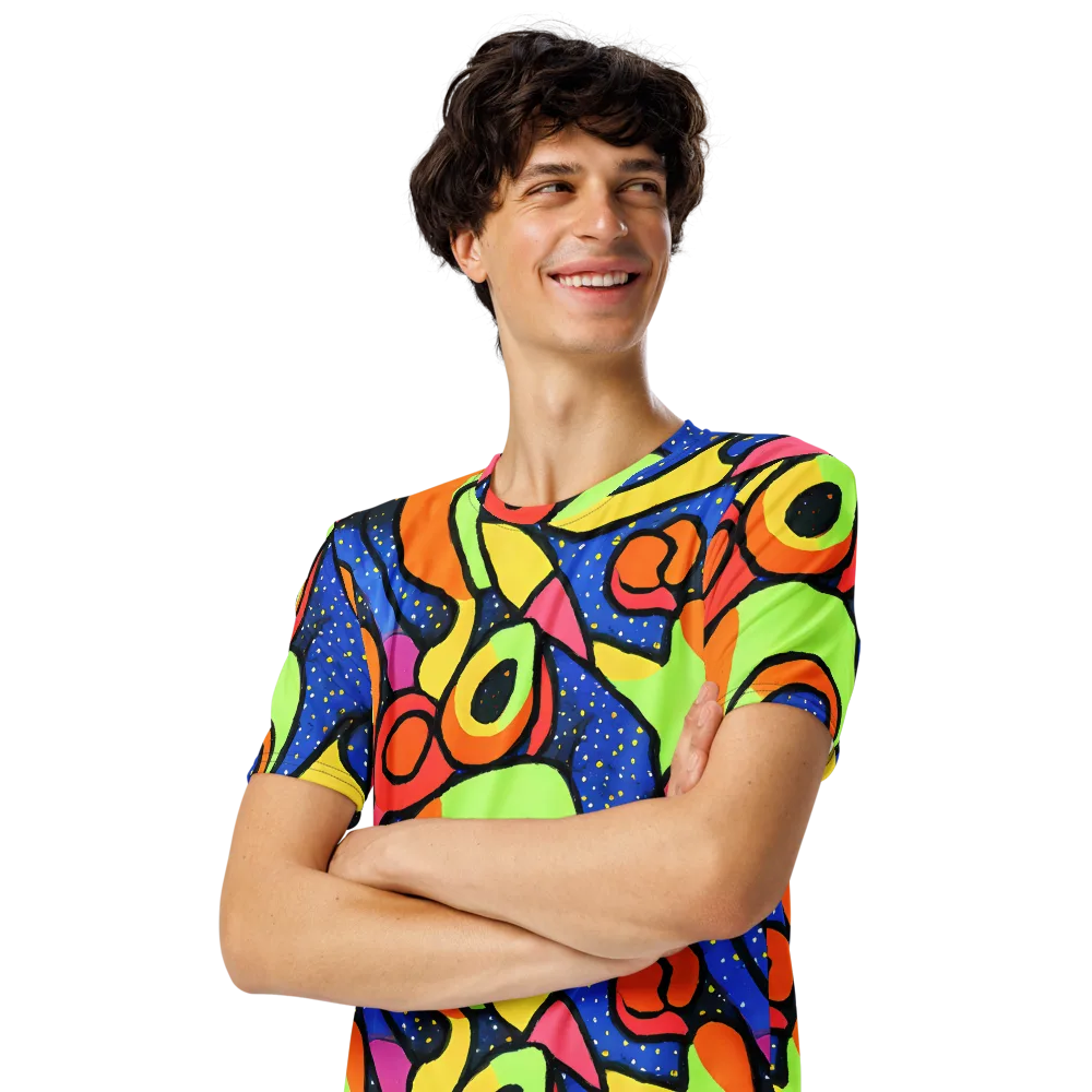 Electric Petal on Men's Crew Neck T-Shirt — Left Front