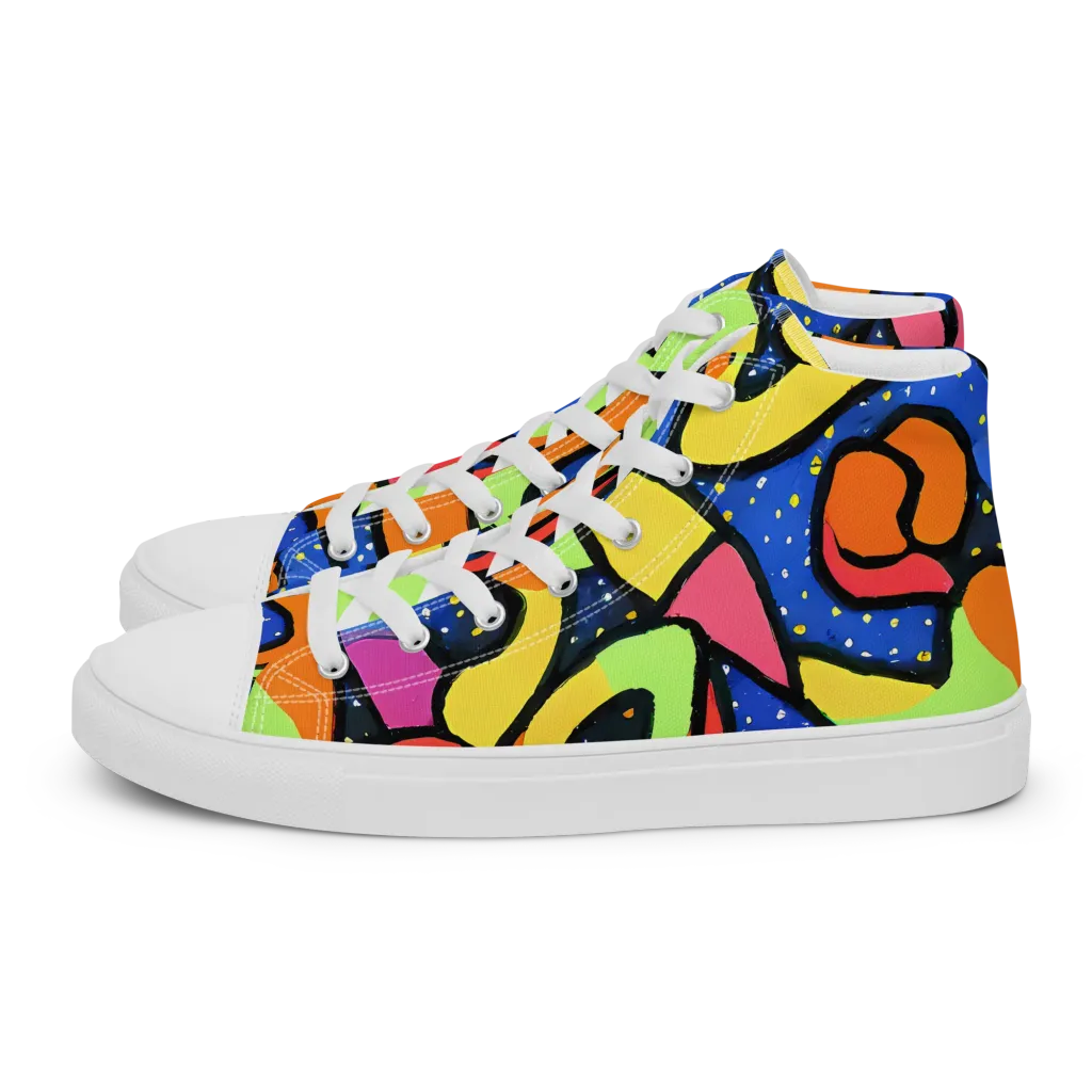 Electric Petal on Men's High Top Canvas Shoes — Left