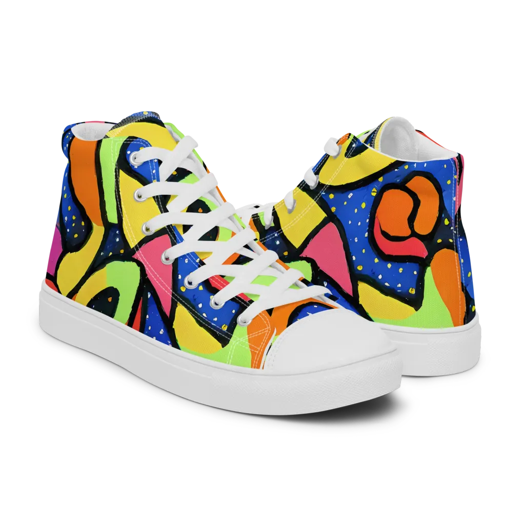Electric Petal on Men's High Top Canvas Shoes — Right