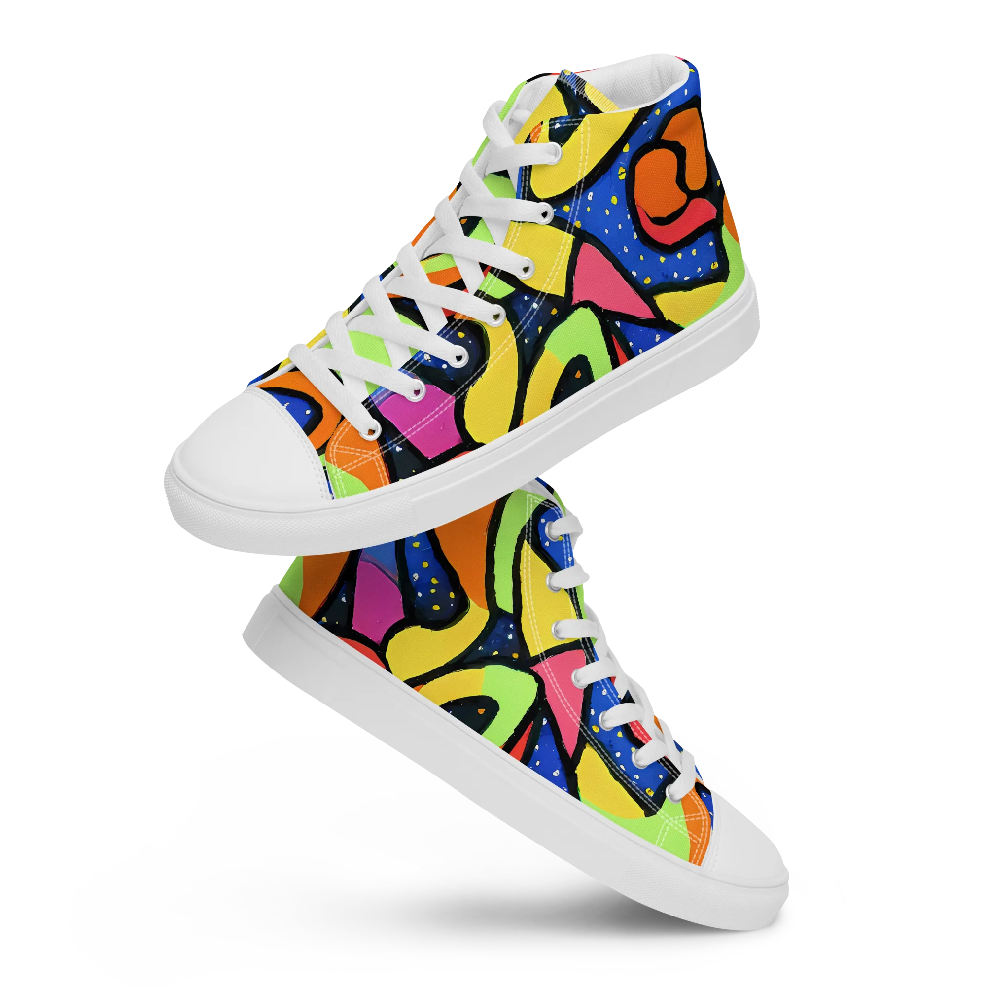 Electric Petal on Men's High Top Canvas Shoes — Front