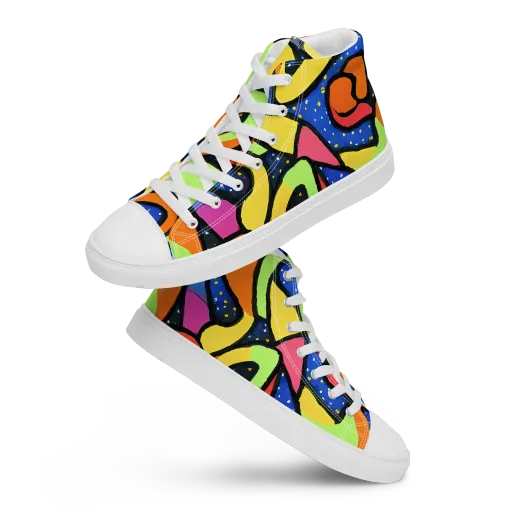 Electric Petal on a Men's High Top Canvas Shoes