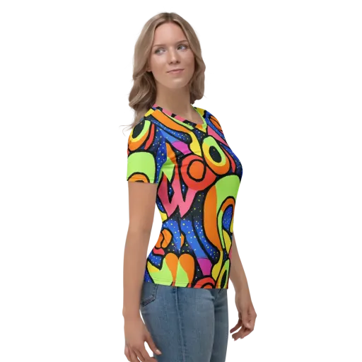 Electric Petal on a Women's Crew Neck T-Shirt