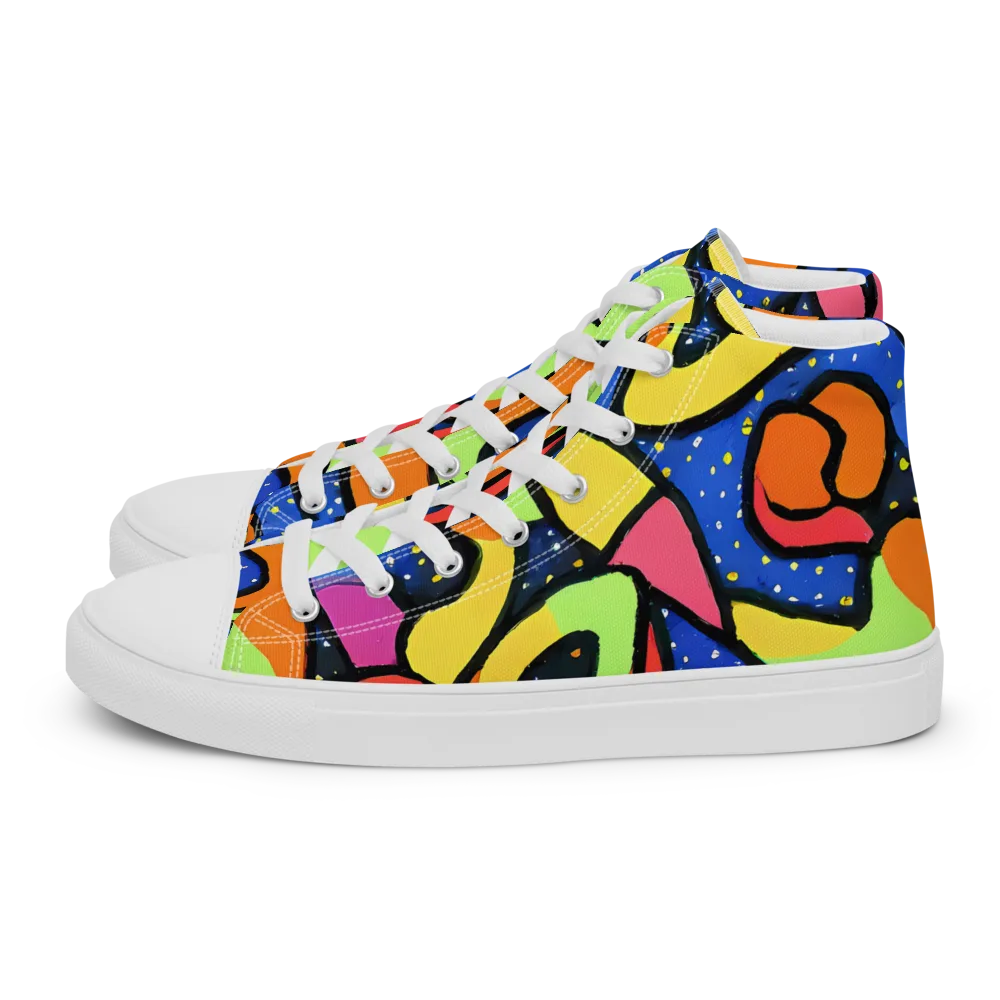 Electric Petal on Women's High Top Canvas Shoes — Left