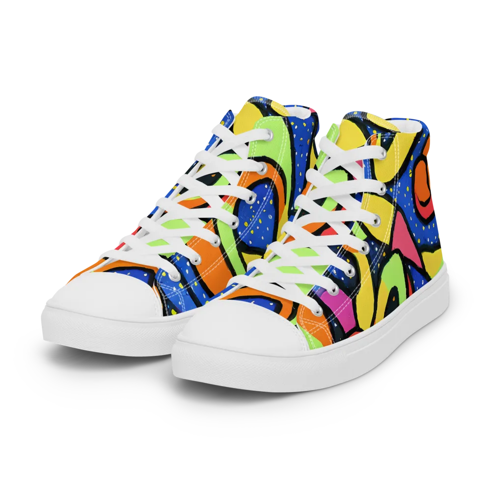 Electric Petal on Women's High Top Canvas Shoes — Left Front
