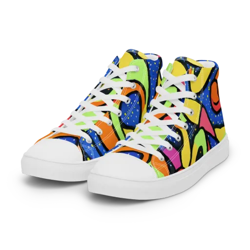 Electric Petal on a Women's High Top Canvas Shoes