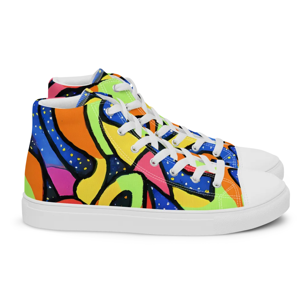 Electric Petal on Women's High Top Canvas Shoes — Right