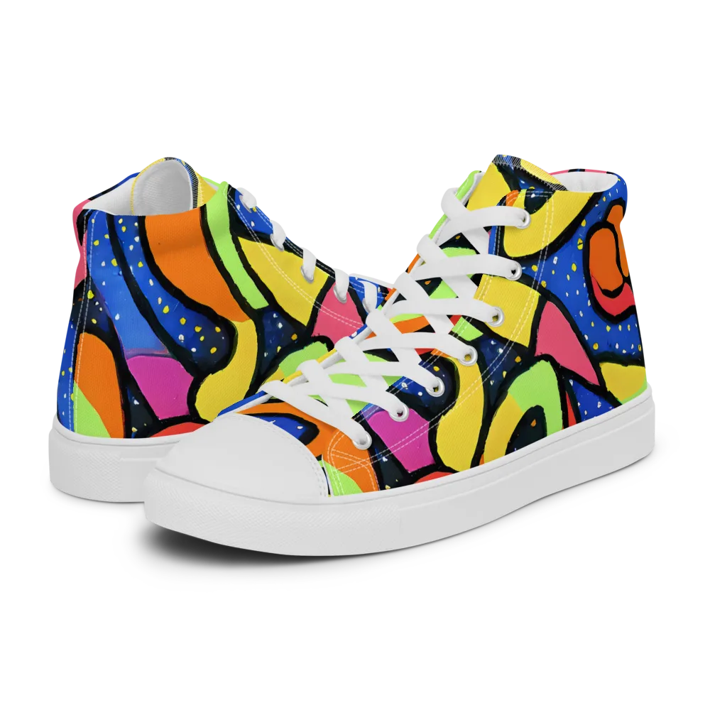 Electric Petal on Women's High Top Canvas Shoes — Left