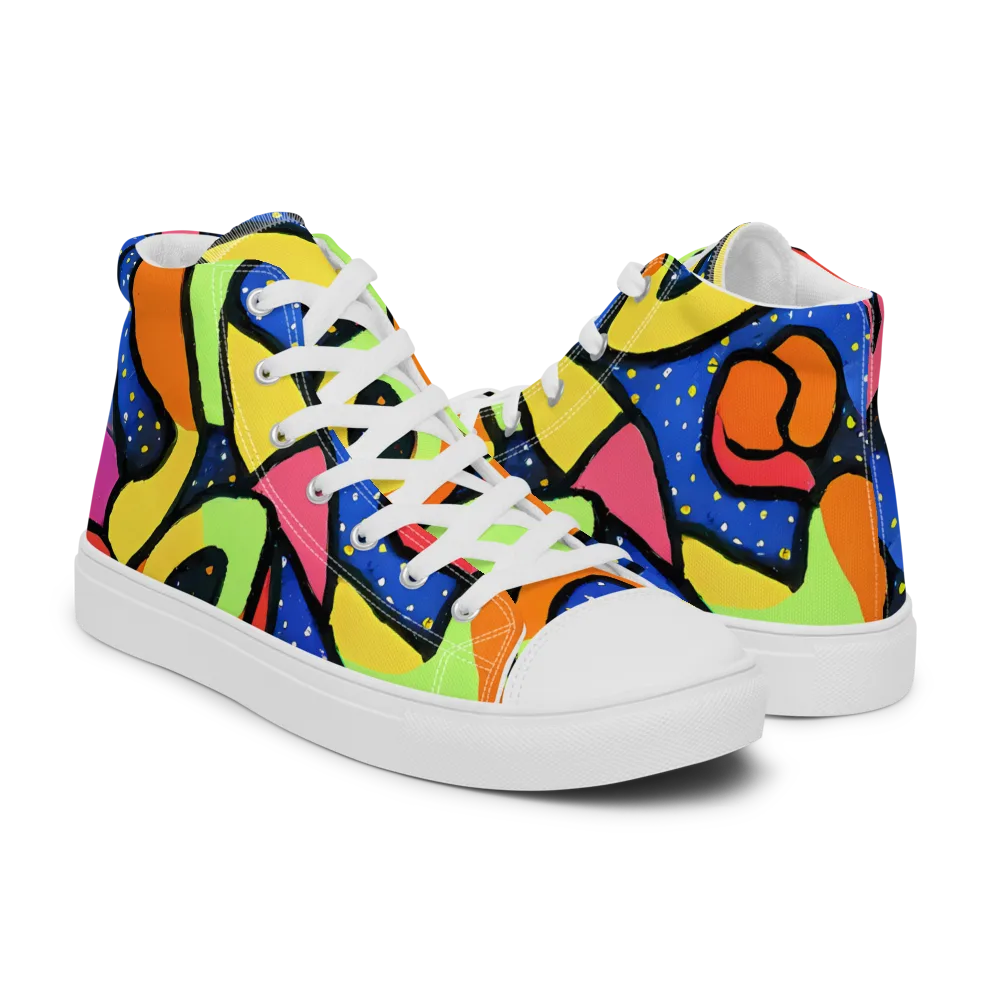 Electric Petal on Women's High Top Canvas Shoes — Right
