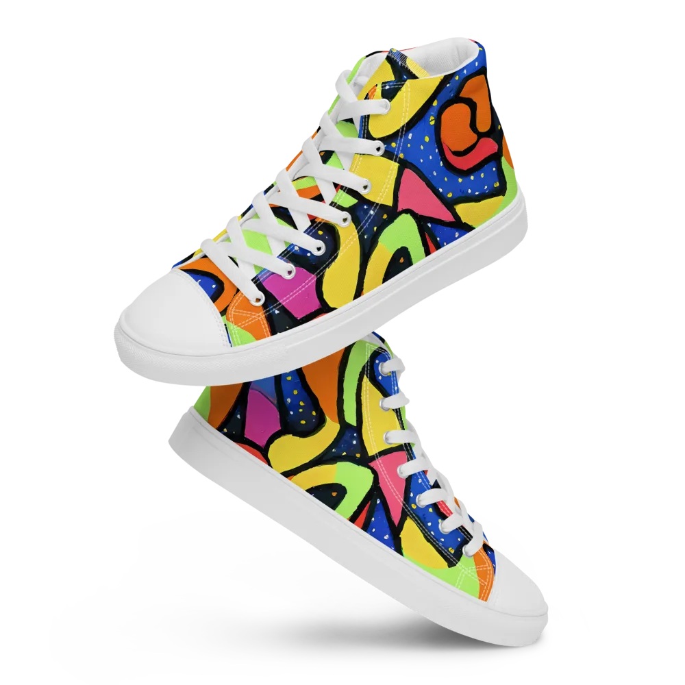 Electric Petal on Women's High Top Canvas Shoes — Front