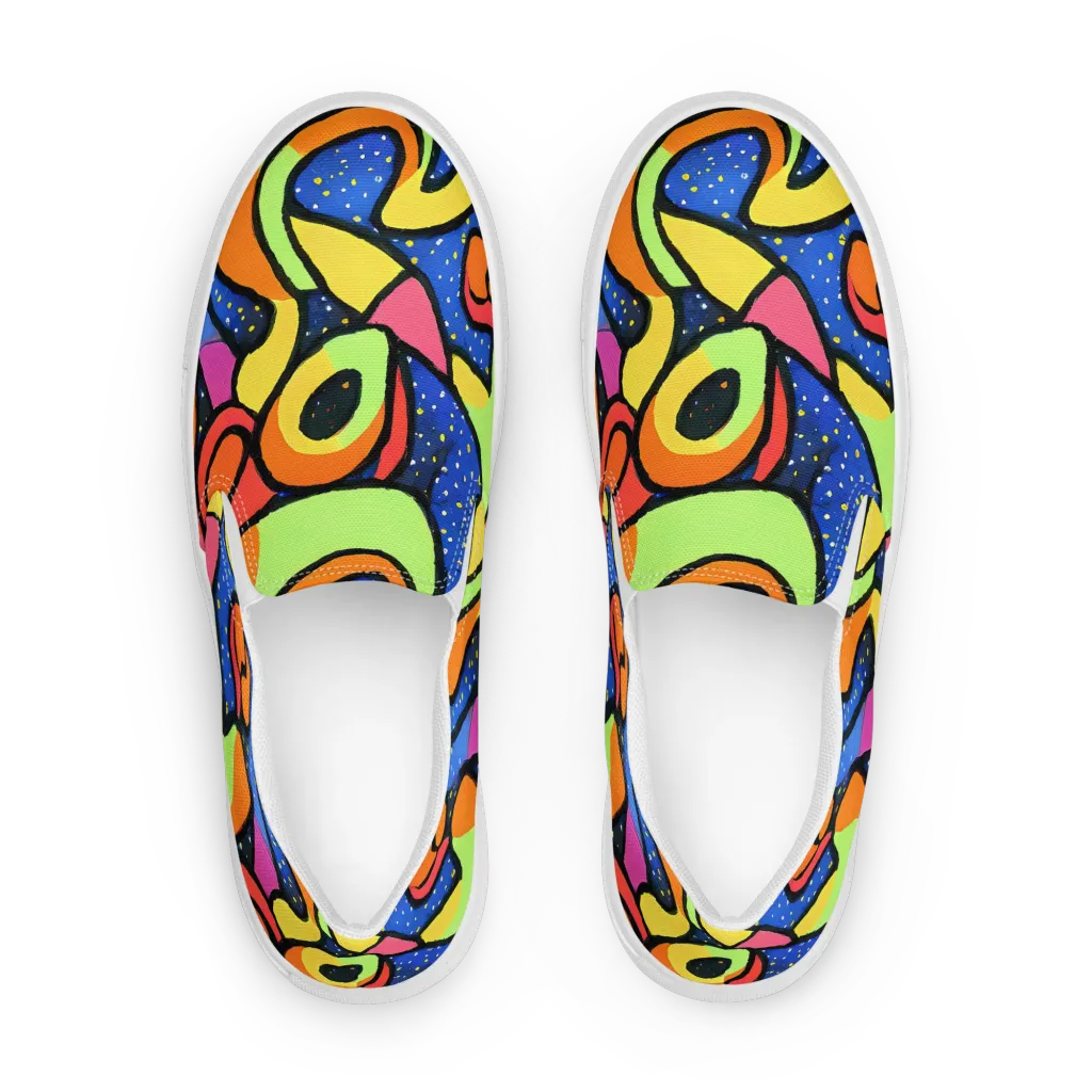 Electric Petal on Men's Slip-On Canvas Shoes — Front