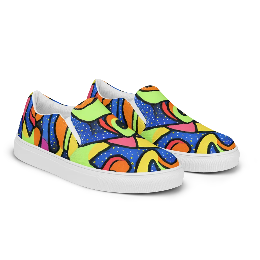 Electric Petal on Men's Slip-On Canvas Shoes — Right Front