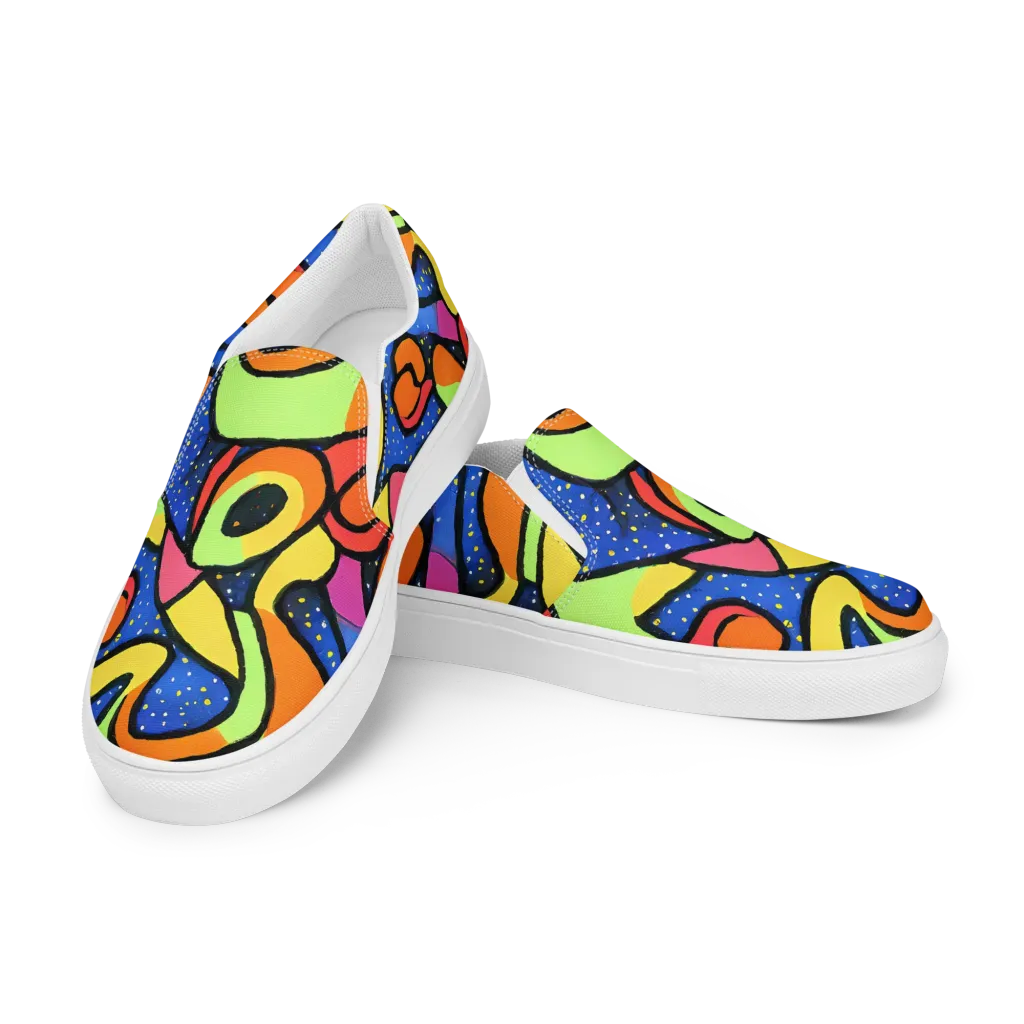 Electric Petal on Men's Slip-On Canvas Shoes — Left Front