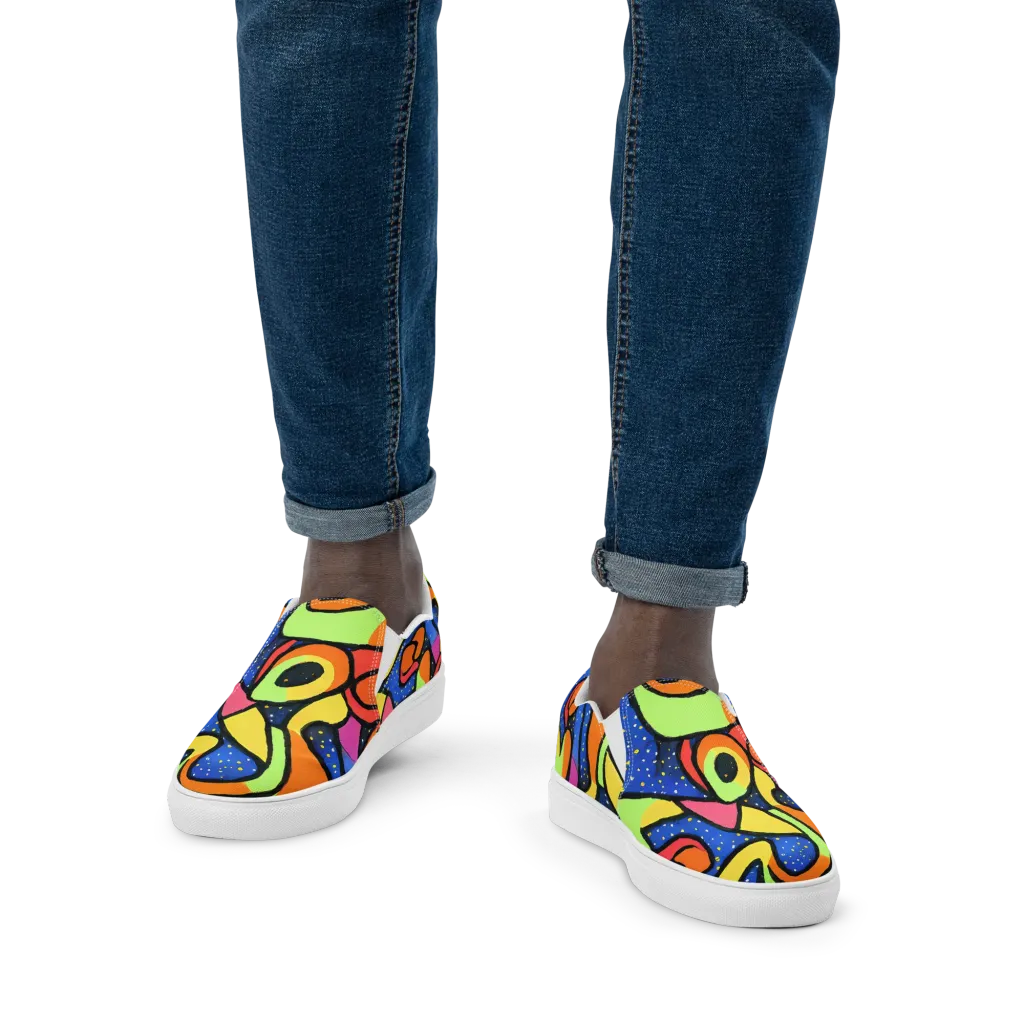 Electric Petal on Men's Slip-On Canvas Shoes — Front