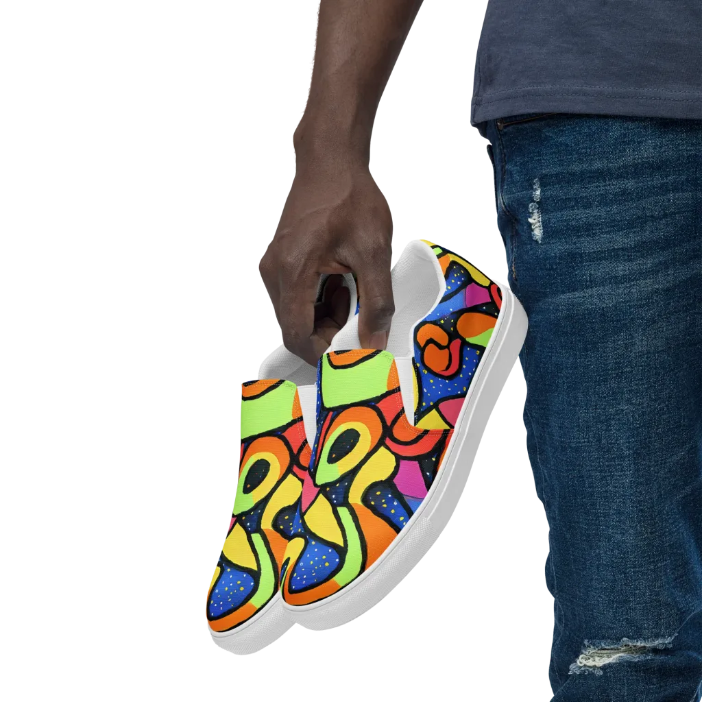 Electric Petal on Men's Slip-On Canvas Shoes — Left Front
