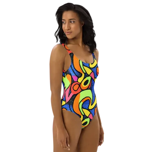 Electric Petal on a One-Piece Swimsuit