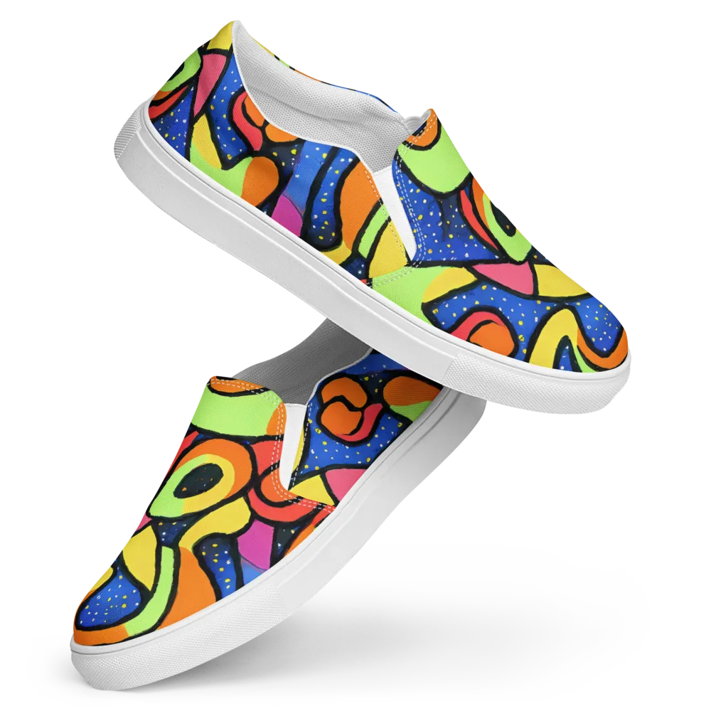 Electric Petal on Women's Slip-On Canvas Shoes — Front