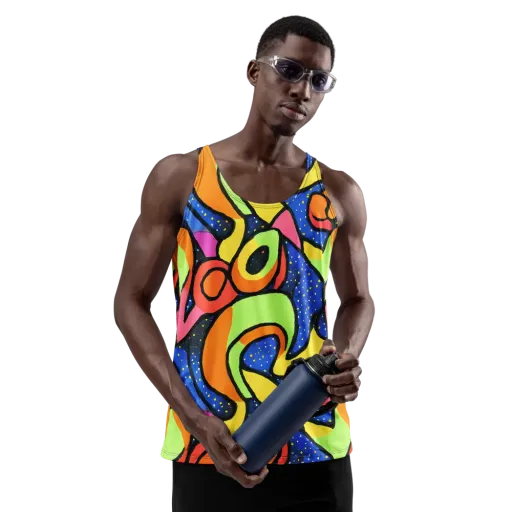 Electric Petal on a Men's Tank Top