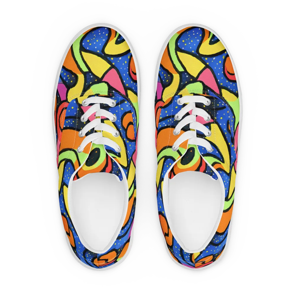 Electric Petal on Men's Lace-Up Canvas Shoes — Front