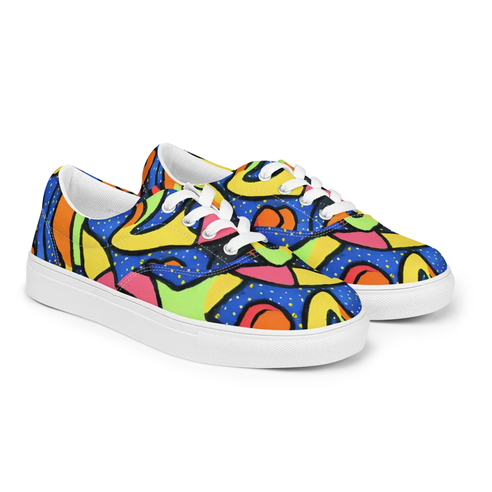 Electric Petal on Men's Lace-Up Canvas Shoes — Right Front