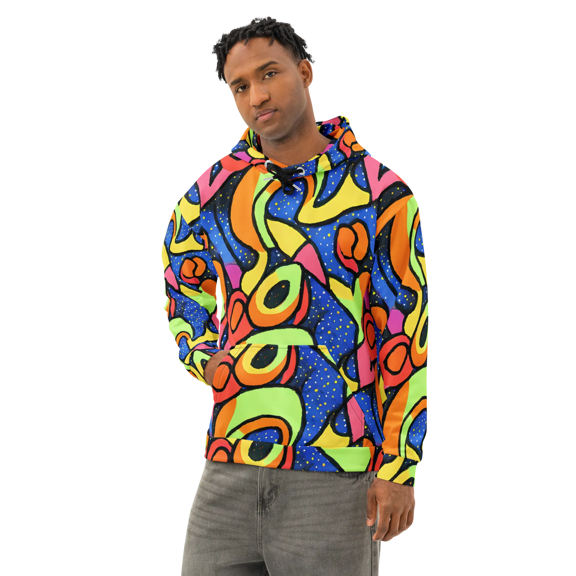 Electric Petal on Cotton Hoodie — Left Front