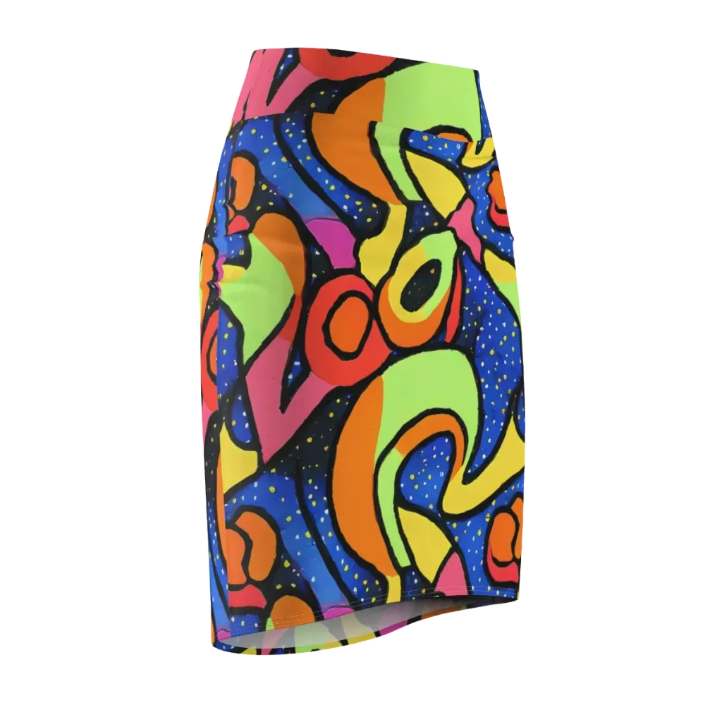 Electric Petal on Pencil Skirt — Front Side