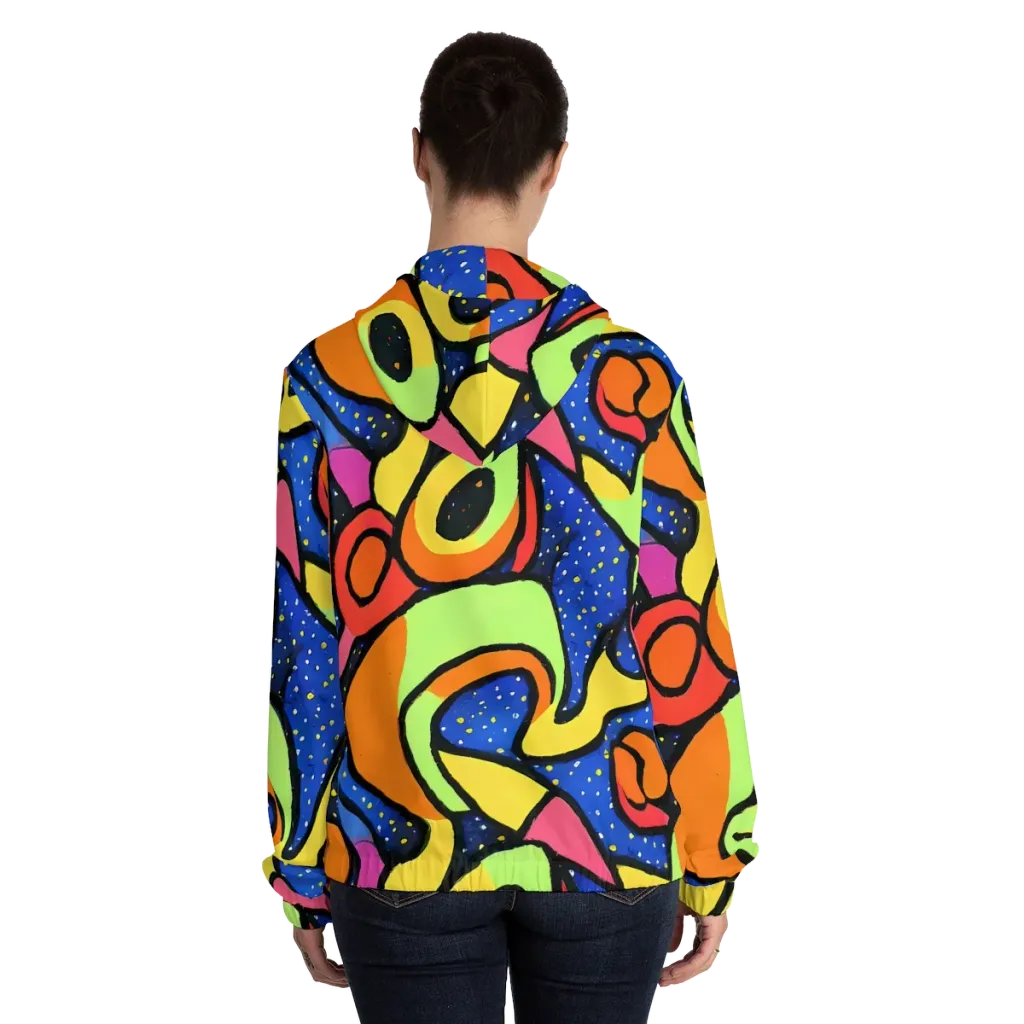 Electric Petal on Women's Full-Zip Hoodie — Back On Person