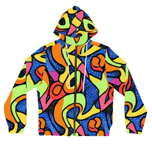 Electric Petal on a Women's Full-Zip Hoodie