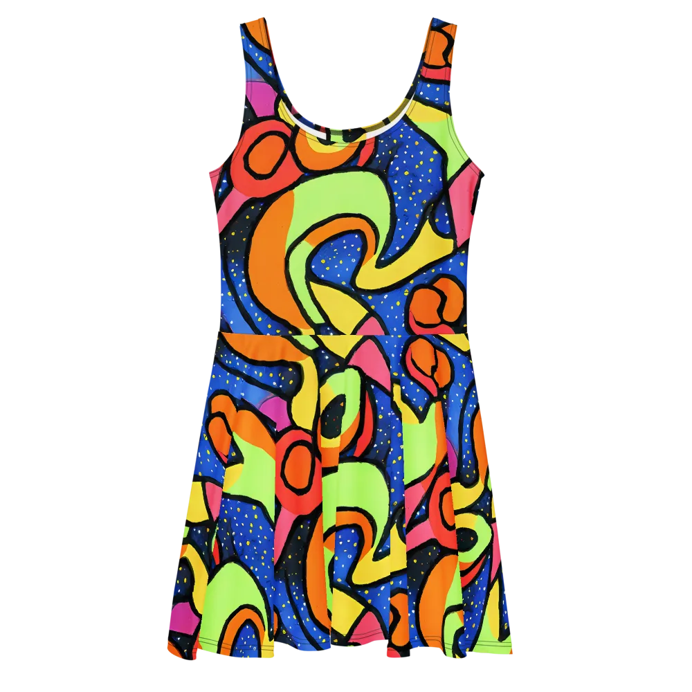 Electric Petal on Skater Dress — Front